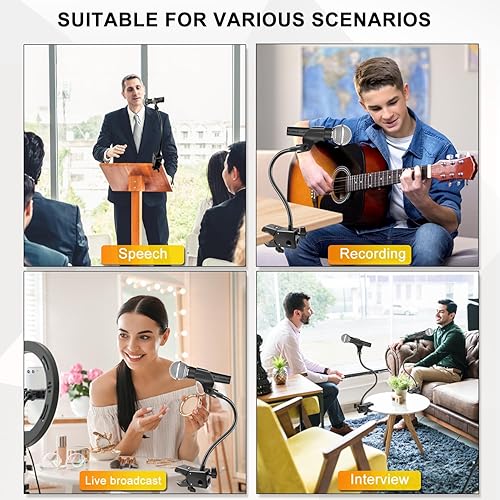 Miniatura 7 de Soporte de micrófono, brazo de micrófono versátil para trípode de poste de escritorio, soporte de micrófono de cuello de cisne con soporte de