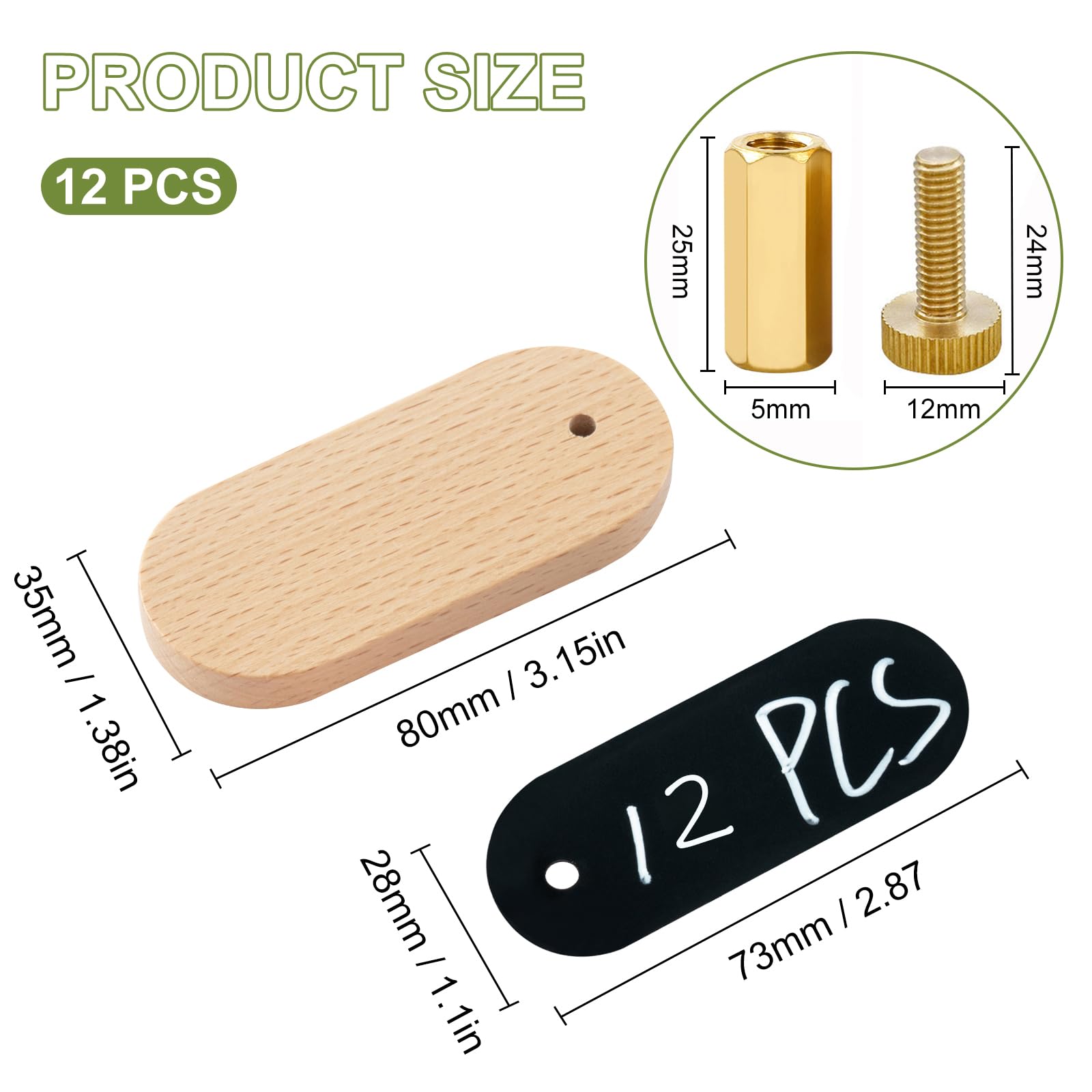 Letreros de Pizarra Mini 12 Piezas 8.5x3cm Pizarra Negra con Tizas para Buffet Restaurante
