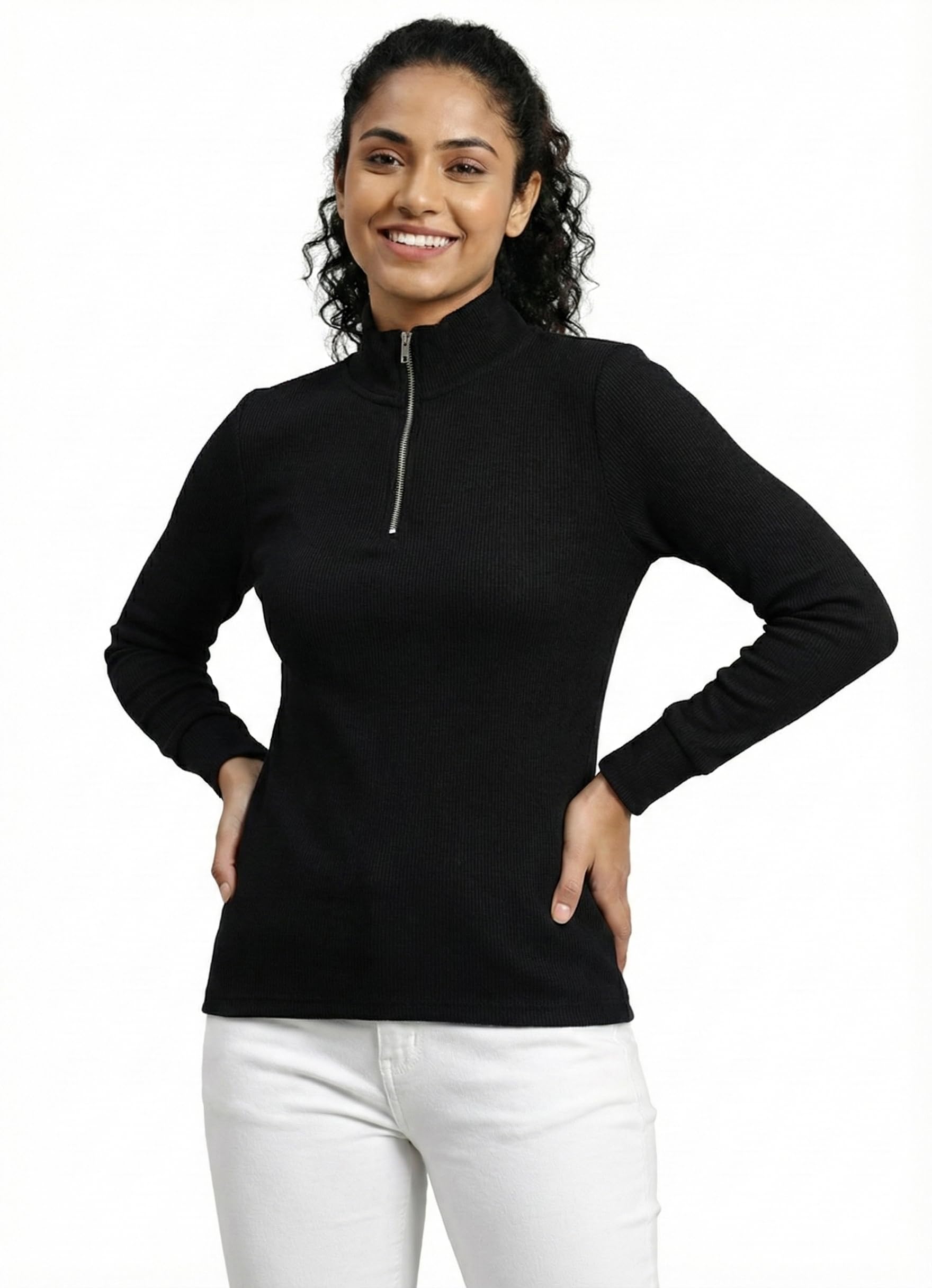 youthquake Womens Winter Season Zipper Highneck/Zip Highneck Pullover/Womens Turtle Neck/Zipper Highneck T-Shirt-picture-11