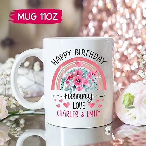 Vista 15 de Taza de café personalizada con texto en inglés «A Queen Was Born Happy Birthday», taza de cerámica con nombre personalizado, tazas divertidas de Una
