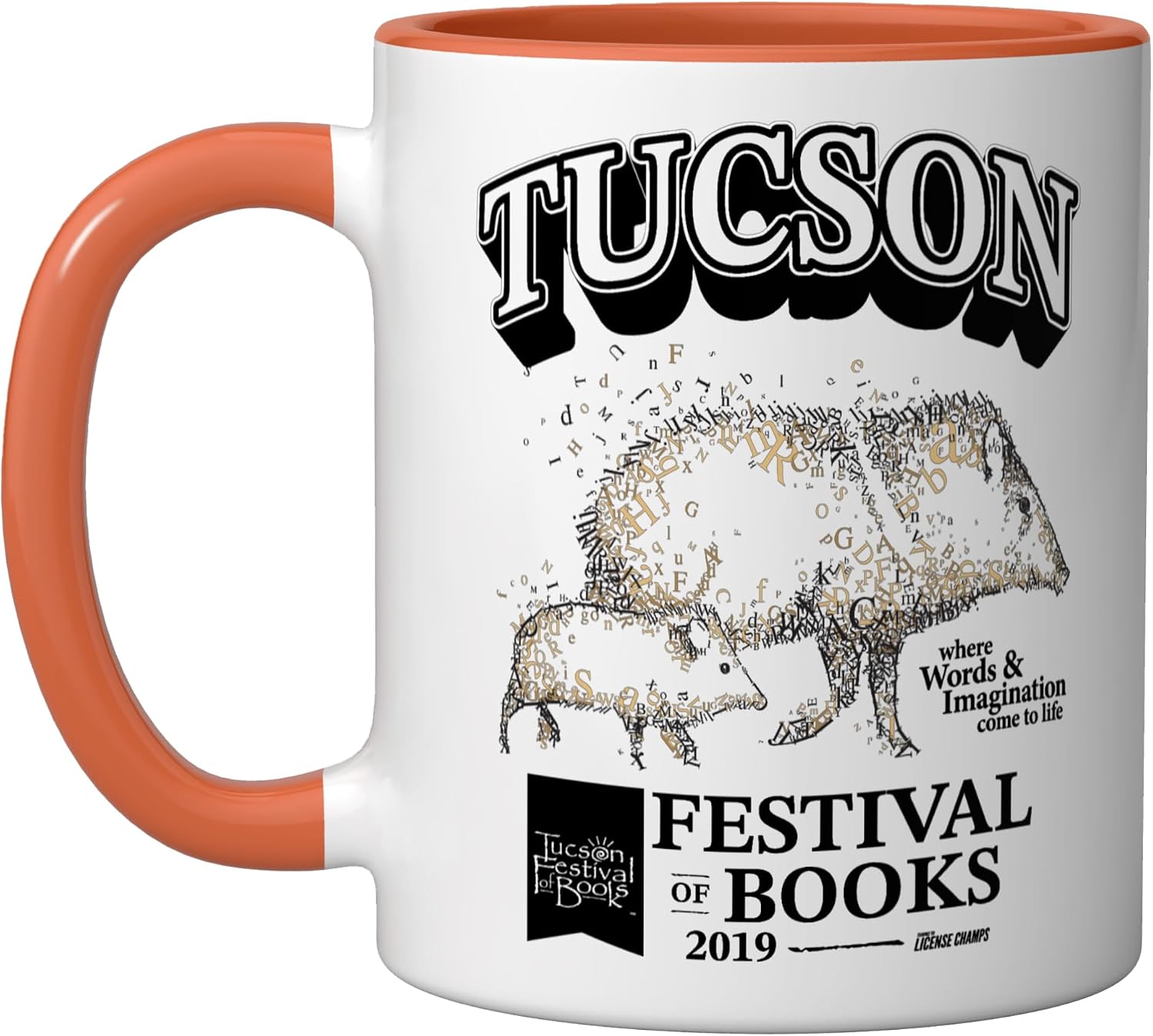 Tucson Festival of Books | TFOB 2019 | Javelina Mascot Ceramic Mug, Black/White