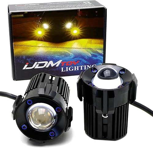 iJDMTOY Kit de luz antiniebla de 1 pulgada, color blanco y amarillo, de 20 W, de alta potencia, de 20 W, ajuste universal, compatible con todos los