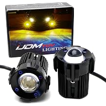 iJDMTOY 1-Inch White/Yellow Dual Color 20W High Power Mini LED Projector Lens Driving Fog Light Kit, Universal Fit Compatible With All Car SUV Truck