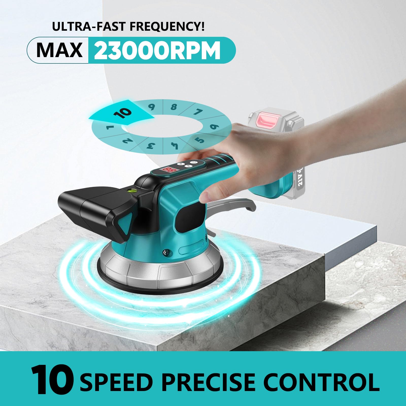 Makita Kompatibler Fliesenrüttler Akku Vibrationsgerät 10 Geschwindigkeiten 200KG Adsorption 30-240cm