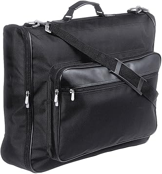 eBuyGB Polyester Folding Garment Bag Clothing Travel Briefcase, Black, Black, 55cm, Portable Handbag Hanger