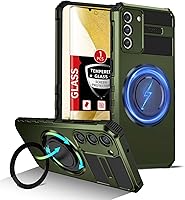 Vista 9 de Funda magnética para iPhone 12 Pro Max compatible con carga inalámbrica MagSafe, con anillo de soporte, con 2 protectores de pantalla, a prueba