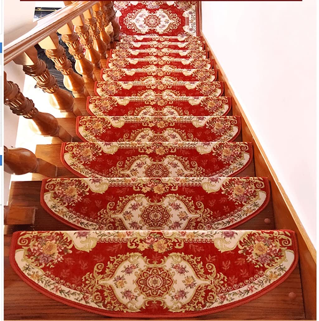 Alfombras para escaleras de jacquard tradicional floral, tapices autoadhesivos de alta calidad