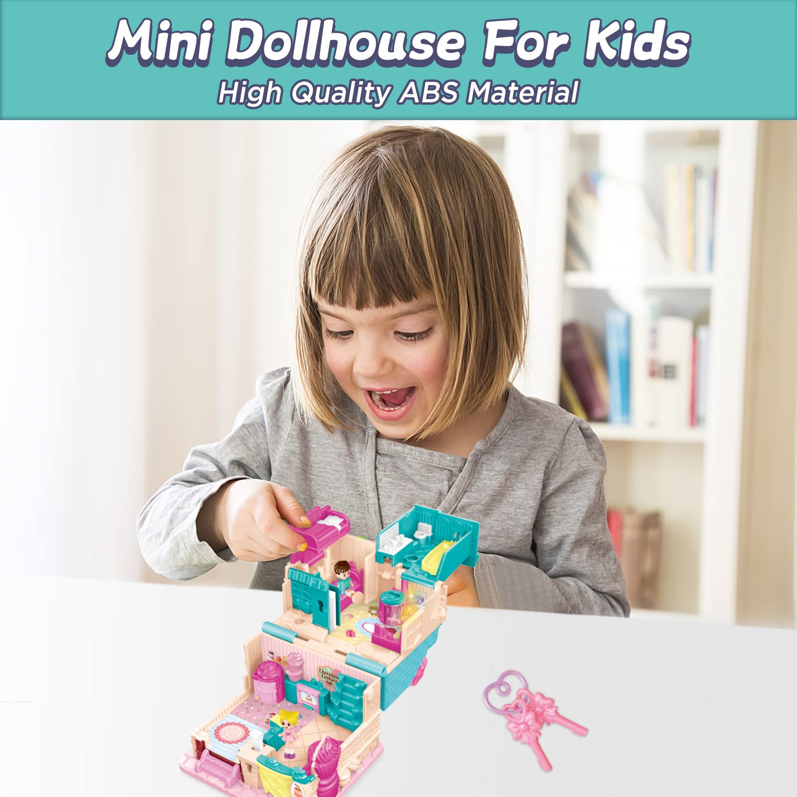 deAO 3D Casa de Muñecas, Dollhouse Panadería City Life Miniatura DIY Modelo Kit muñeca Niña 2 3 4 Años Adultos, Casita de Muñecas Amantes, Regalo de Cumpleaños