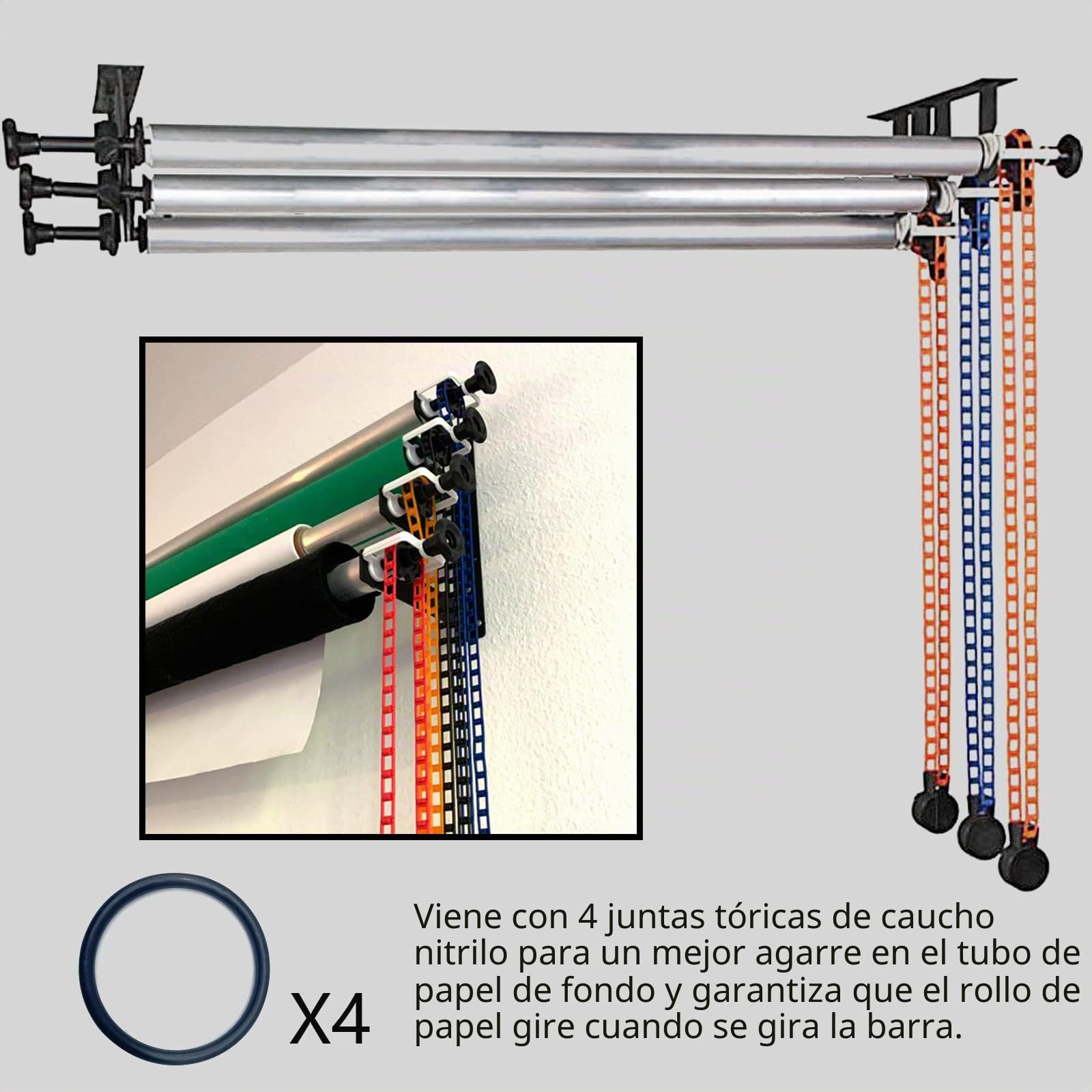 Barra Transversal de Tubo de Metal Inoxidable de 3 m para Sistema de Montaje en Pared de telón de Fondo de Estudio, Poste de Soporte