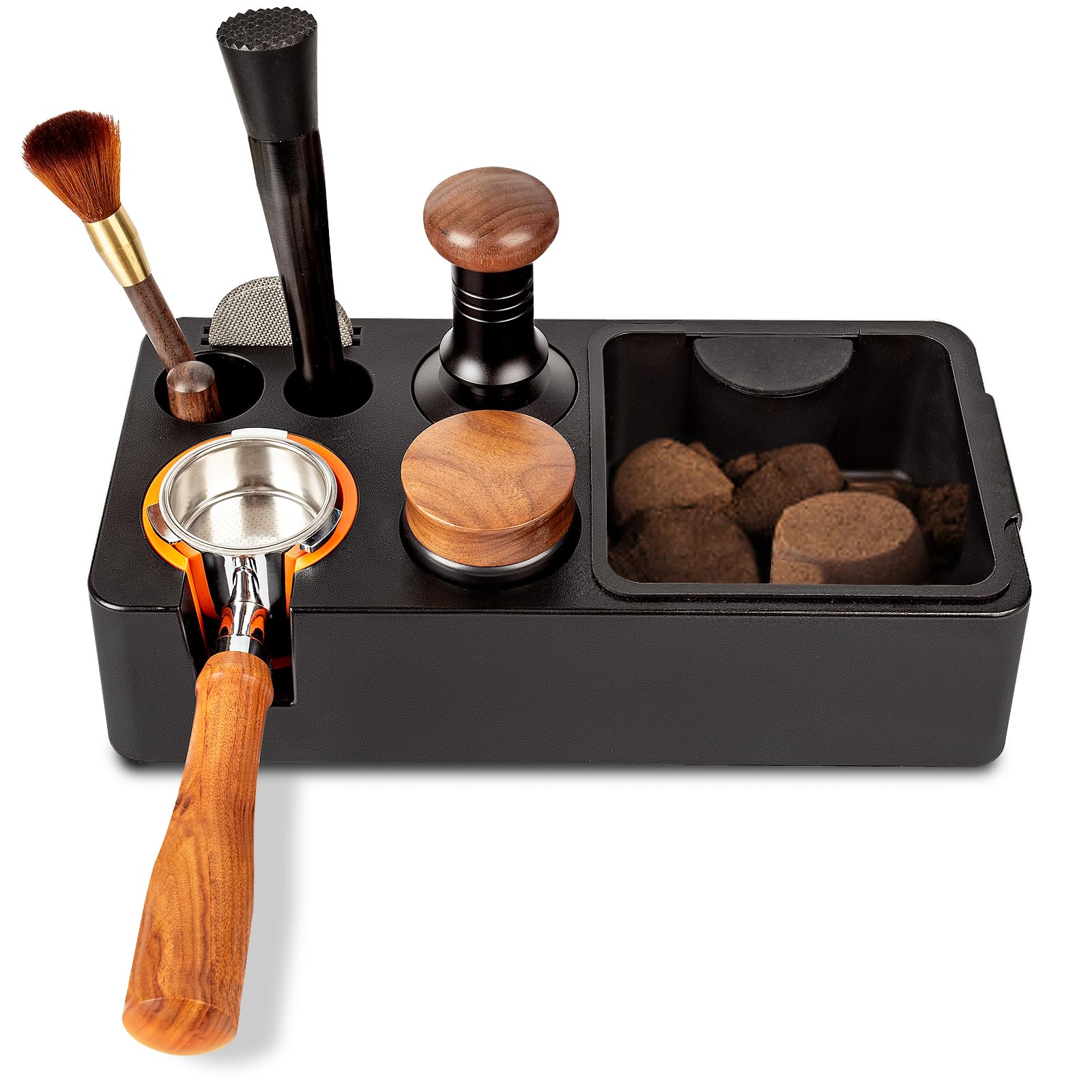 Stazione Tamper, Tamper Station in ABS per Portafiltro da 51–58 mm, per Macchina da caffè Espresso Barista,Stazione Tamper a Cassetto, Coffee Tamping Station,Barista Station
