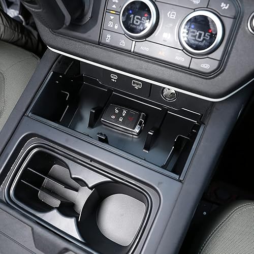 Miniatura 4 de Para Land Rover Defender 90 110 2020-2022 Car Styling ABS Negro Caja de almacenamiento central de coche Caja de teléfono Accesorios de coche (estilo