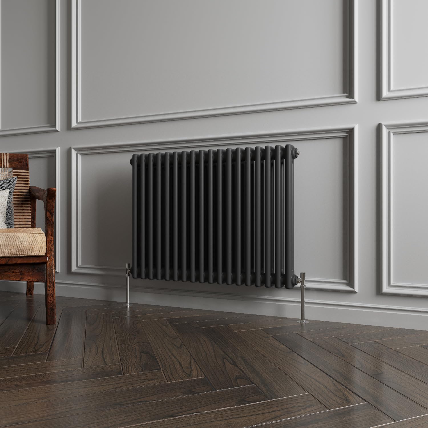 Huibathroom Black 600X830mm Cast Iron Horizontal Double Column Traditional Central Heating Radiators