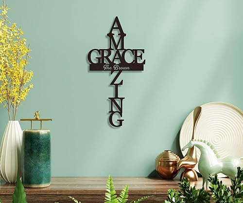 Miniatura 4 de Personalized Amazing Cross Metal Grace Sign for Wall decor, Home Decor, Metal Wall Art