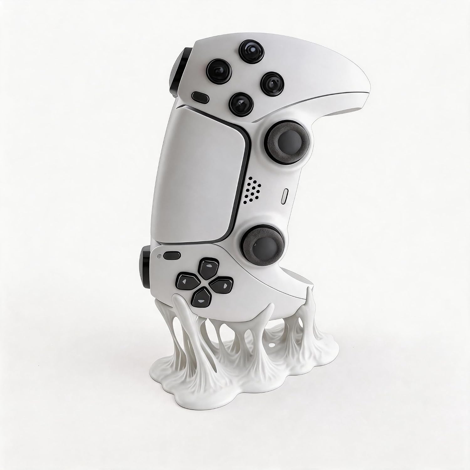 Melting Controller Holder Stand, Pink, Unique Gaming Desk Organizer Compatible with Xbox and PS5 Controllers, Fun Decorative Display (White, Compatible with PS5 Controller Version)
