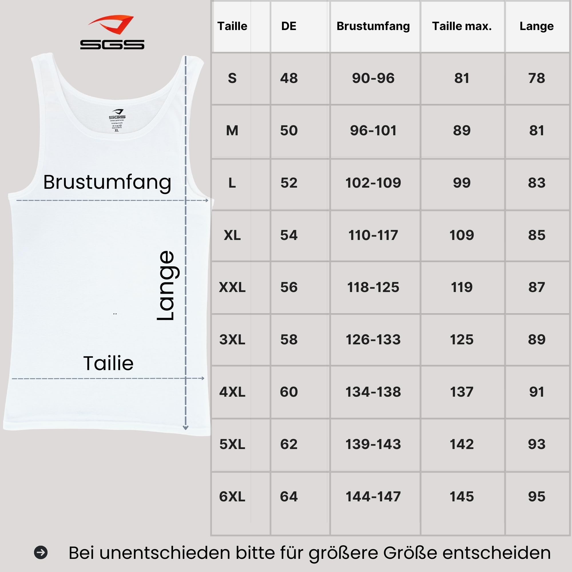 SGS Confezione da 5: eleganti canottiere da uomo extra lunghe + 12 cm e canotta da uomo, a costine sottili, da uomo e da uomo, bianco, XL