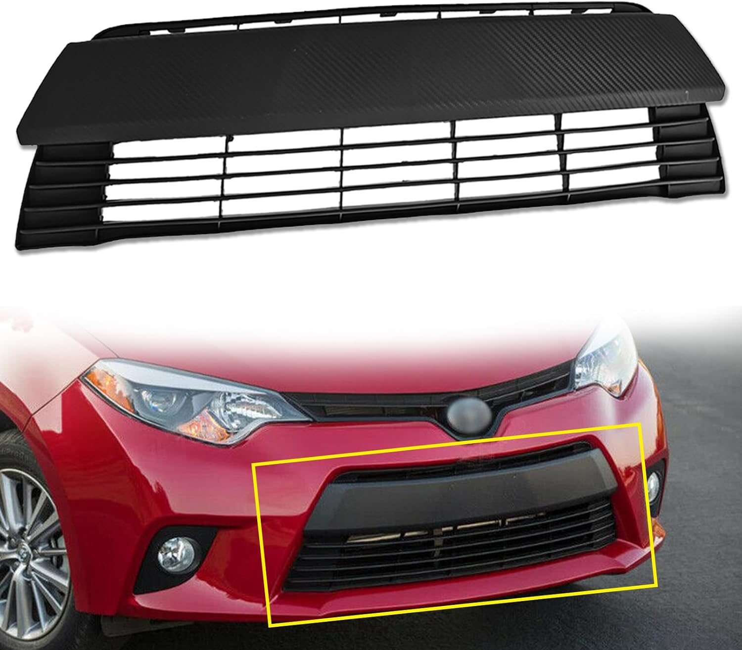 Bewild Front Lower Grille Grill Fit For 2014 2015 2016 Toyota Corolla LE CE Black Front Radiator Grille Replacement For 5311202450, TO1036145