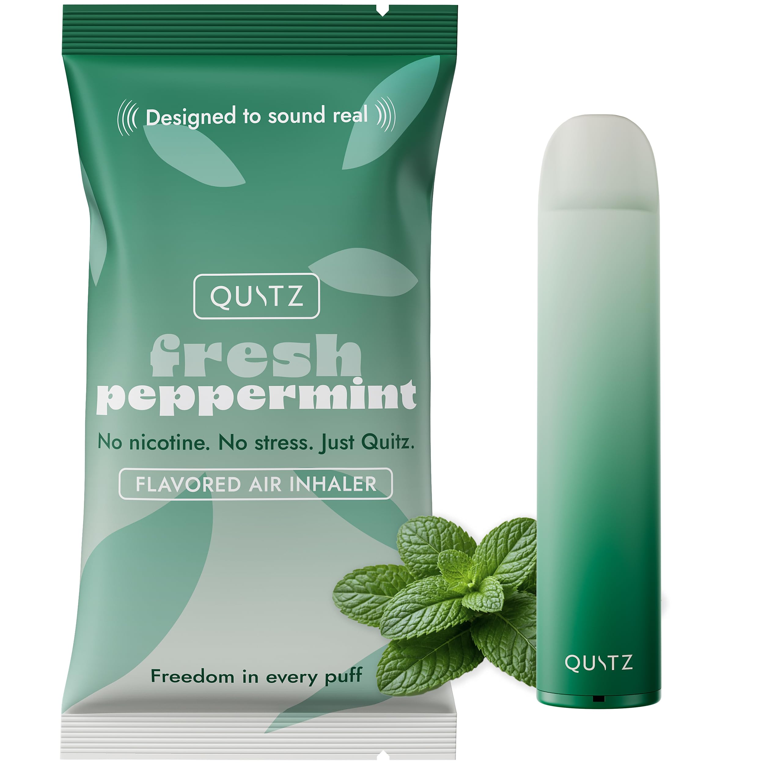 Quitz Peppermint Smokeless Inhaler | Nicotine-Free Flavored Air Inhaler | Non-Electric Oral Fixation Habit Aid | Break the Smoking & Vaping Habit | Fresh Peppermint