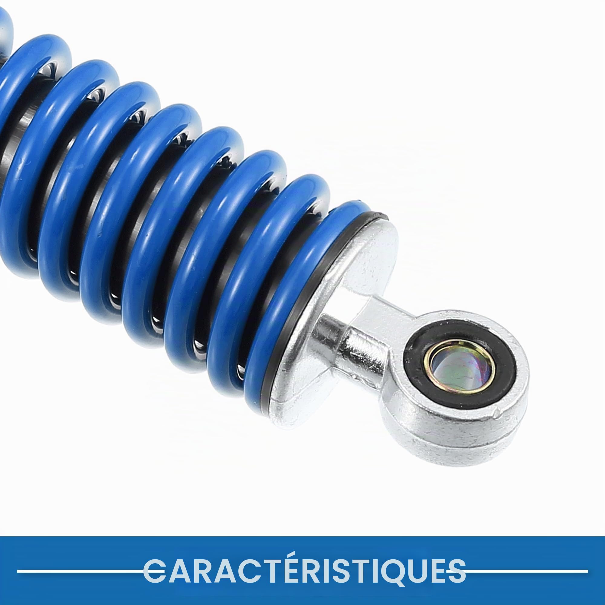 A ABSOPRO Amortisseurs Arrière De Moto Résistants Et Réglables, 1 Paire | Bleu, Métal, Pour Moto/Quad/Cyclomoteur/Tout-Terrain/Course, 50-125cc, 544kg, Œil À Œil