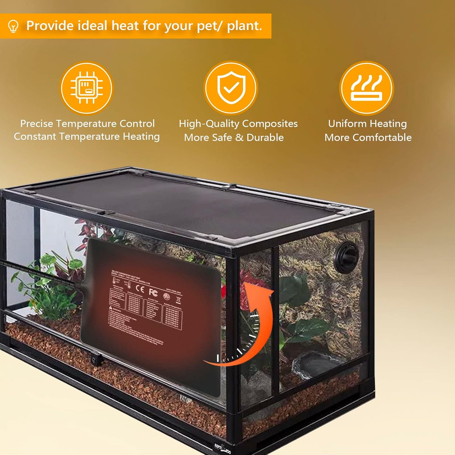 Leopard Gecko Hide KABASI Reptile Heat Pad 20W Terrarium Warmer