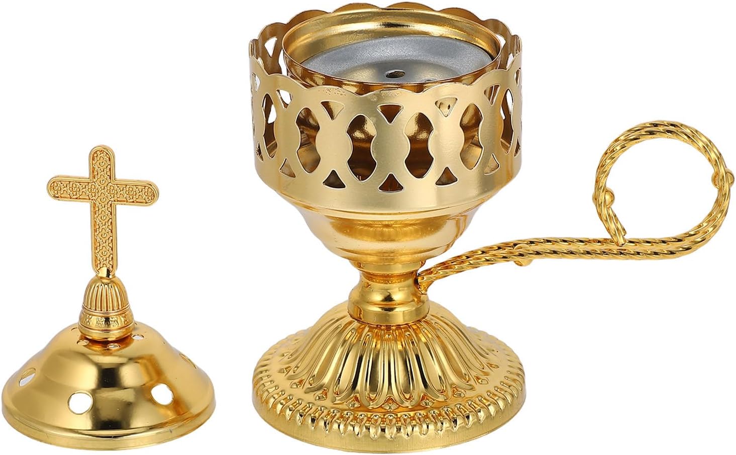 Middle Eastern Metal Mini Incense Burner Charcoal Holder No Electric Wax Melter Aromatherapy Censer for Home Yoga Office Decorative Use