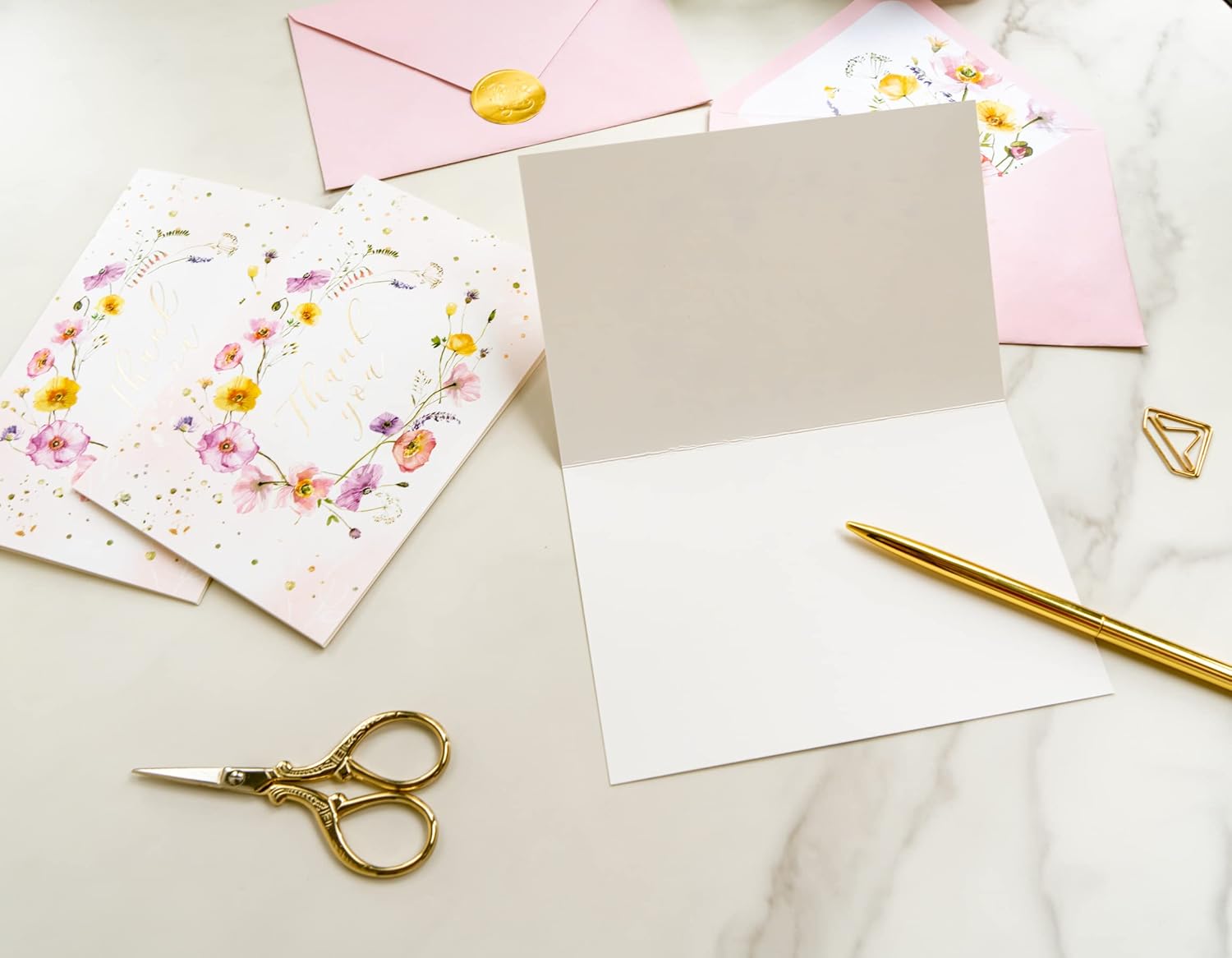 Gooji 4x6 Spring Floral Thank You Cards with Envelopes (Bulk 20-Pack) Bridal Shower Thank You Cards with Envelopes | Birthday Party, Baby Shower, Weddings, Greeting, Blank Notes, Small Business - Image 5