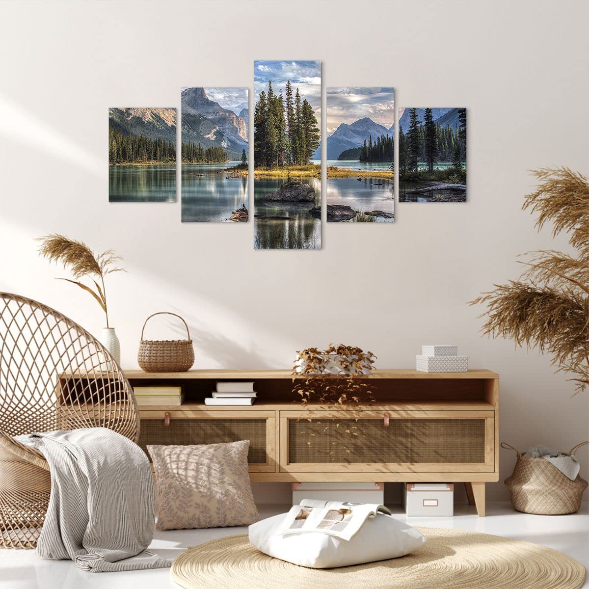 ARTTOR Bilder auf Leinwand 125x70cm Wandbild Landschaften Natur - 4133 | See Landschaft Mehrteilige Klein Wanddekoration Wohnzimmer Schlafzimmer Wanddeko Wand Kunstdruck Wandkunst Wall Decor ARTTOR