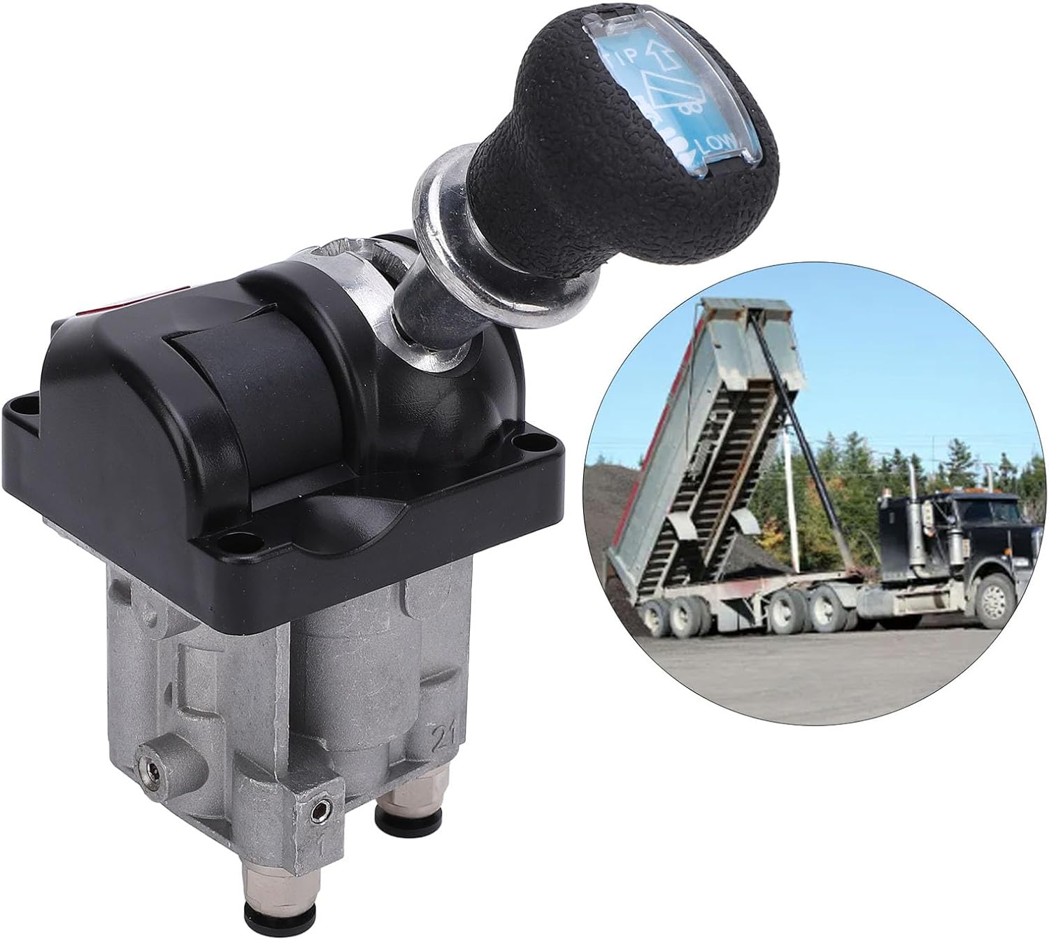 Acouto Dump Truck Control Valve with 3 Quick Connection Aluminum Plastic Air Fitting 3 Holes 3 Working Position Proportional Control Valve for Hydraulic System