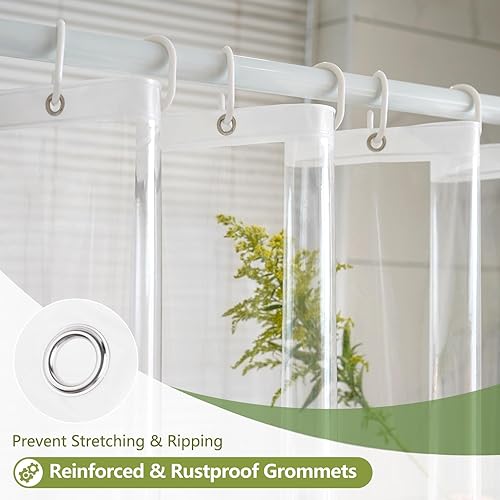 Miniatura 4 de Cortina de ducha transparente impermeable con 3 imanes grandes, forro de cortina de ducha PEVA 8G sin BPA, 72 x 72 pulgadas, cortina de ducha de
