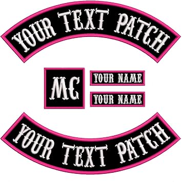 5 PCS Personalized Motorcycle Rocker Patches, Embroidered Biker Rocker Name Patch, Custom Rider Club Patch Motorcycle Patches for Vest, Jackets, Denim Jacket Iron-on