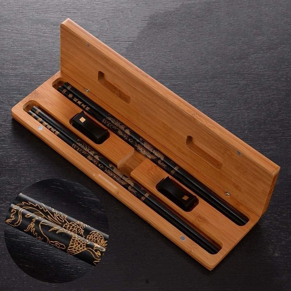 baguettes japonaises cooking chopsticks Vaisselle asiatique haut de gamme en ébène réutilisable, portable, anti-brûlure, en bois pur, ménage