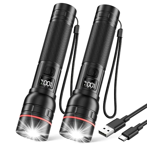 RECHOO Rechargeable Flashlights 2 Pack, Super Bight Flashlight High Lumens