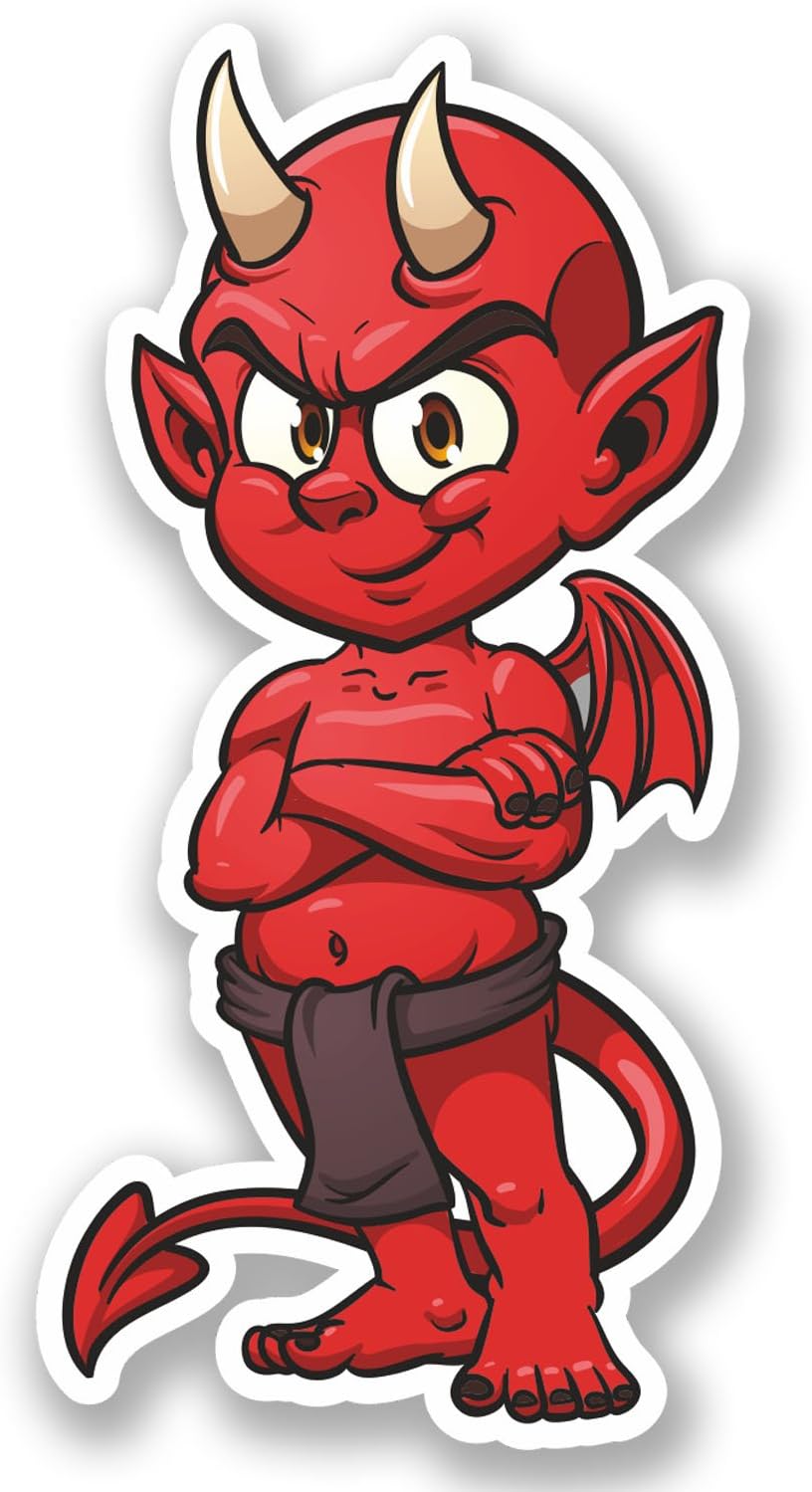 2 x 10cm Red Devil Vinyl Sticker Decal Motorbike Bike Helmet iPad Laptop #5382 5cm Wide x 10cm Tall