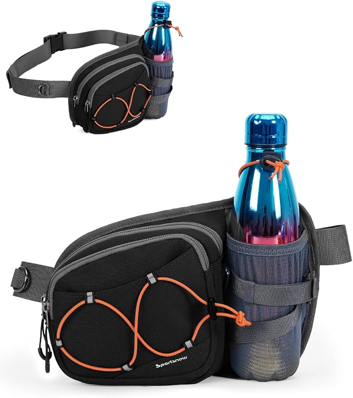 Sportsnew Bum Bag Fanny Pack with Water Bottle Holder, 2L Light Waist Bag, Water-Resistant for Hiking Running Cycling Dog Walking Travel