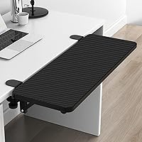 Vista 6 de Extensor de escritorio de 21.65 x 9.45 pulgadas, soporte de brazo plegable ergonómico para mesa de computadora, bandeja de teclado para mesa
