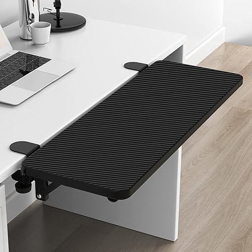 Extensor de escritorio para computadora, 29.5 x 9.45 pulgadas, soporte de codo de brazo de mesa, bandeja plegable para teclado para mesa cuadrada,