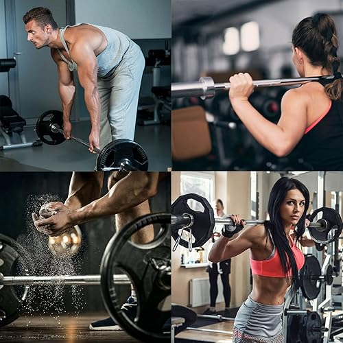 Miniatura 7 de tonchean Barra olímpica de 4 pies, barra de pesas recta de acero sólido, barra de entrenamiento de fuerza resistente con 2 collares para gimnasio en