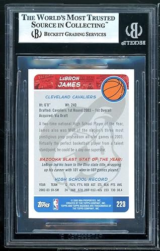 Miniatura 2 de LeBron James Rookie Card 2003 Bazooka Minis #223B BGS 9 (9.5 9.5 9.5 8.5)