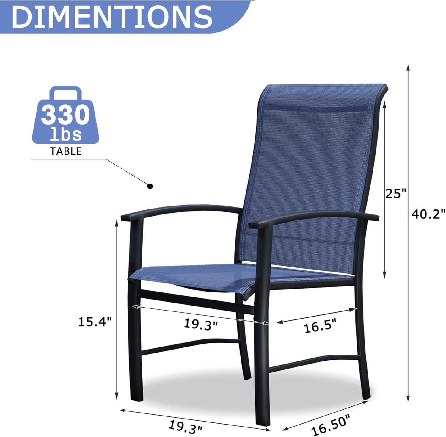 Outdoor Dining Chairs Set of 4, Patio Chairs with Metal Frame & Textilene Fabric, Perfect for Patio Garden Deck