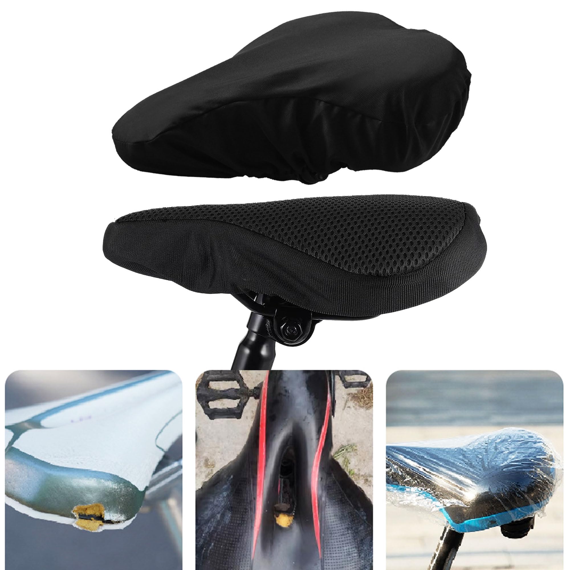 Coprisedile per bicicletta Morbido,Traspirante Comodo Cuscino Sedile Bici Morbido,Copri Sella Bici,Coprisedile Imbottito Traspirante,Coprisella per Bici Imbottito,per interni ed esterni (A)
