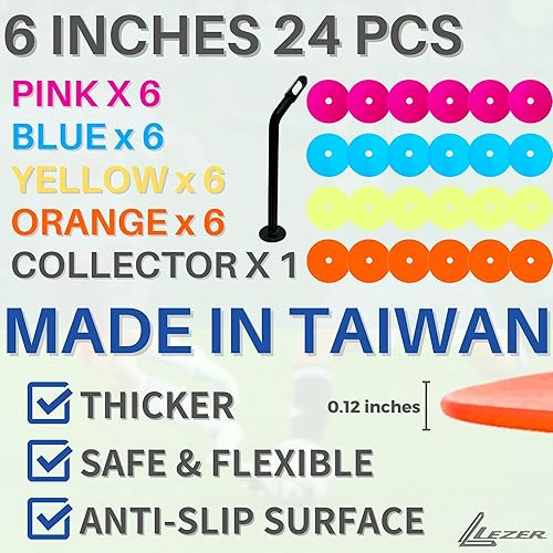 Miniatura 2 de LEZER Conos planos de 6 pulgadas y 8 pulgadas, marcadores de puntos, conos de fútbol, marcadores de cancha de campo, puntos para sentarse, discos