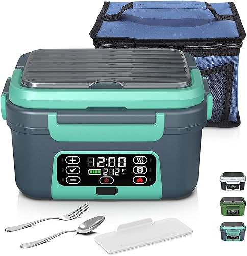 Miniatura 1 de Lonchera eléctrica inalámbrica con calefacción, 1.5 L, 6.3 tazas, 20000 mAh, recargable, calentador de alimentos, con autocalentamiento,