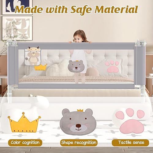 Miniatura 4 de Riel de cama de altura ajustable para niños pequeños, riel de seguridad para cama de bebé para cama de tamaño individualmatrimonialKingQueen (3