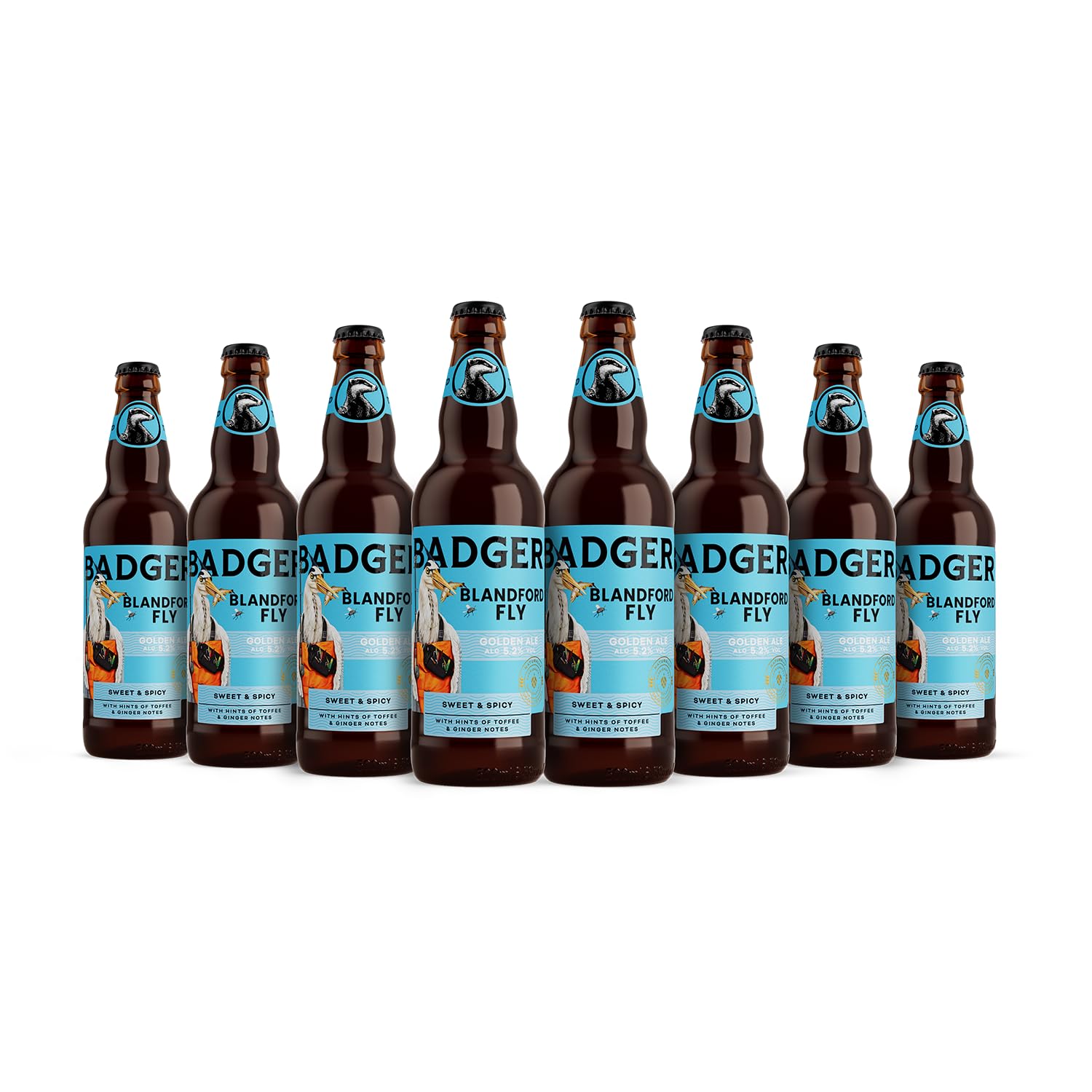 Badger Beers Blandford Fly Golden Ale with Toffee Hints & Ginger Notes (5.2% ABV) | Sweet & Spicy Golden Ale | Case of 8 x 500ml Beer Bottles