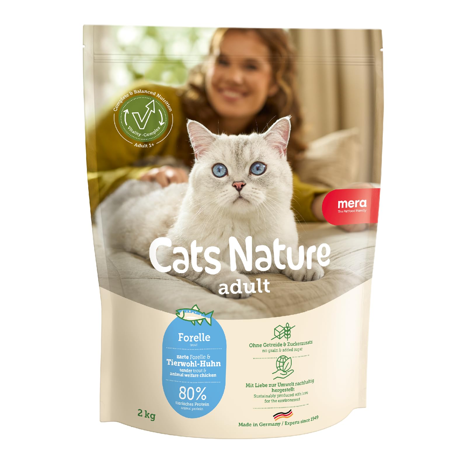 MERA Cats Nature Forelle 2kg Katzenfutter trocken ohne Zucker & Getreide