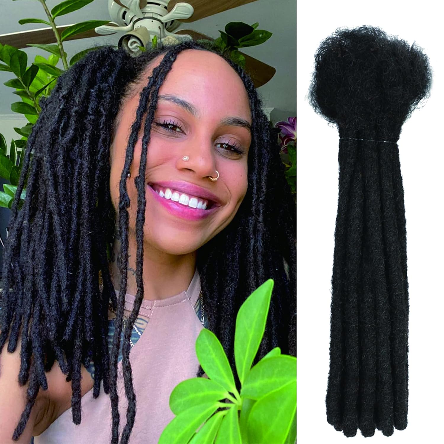 Dreadlock Extensions Human Hair 30 Strands,8 Inch Locs Extensions Human Hair 100