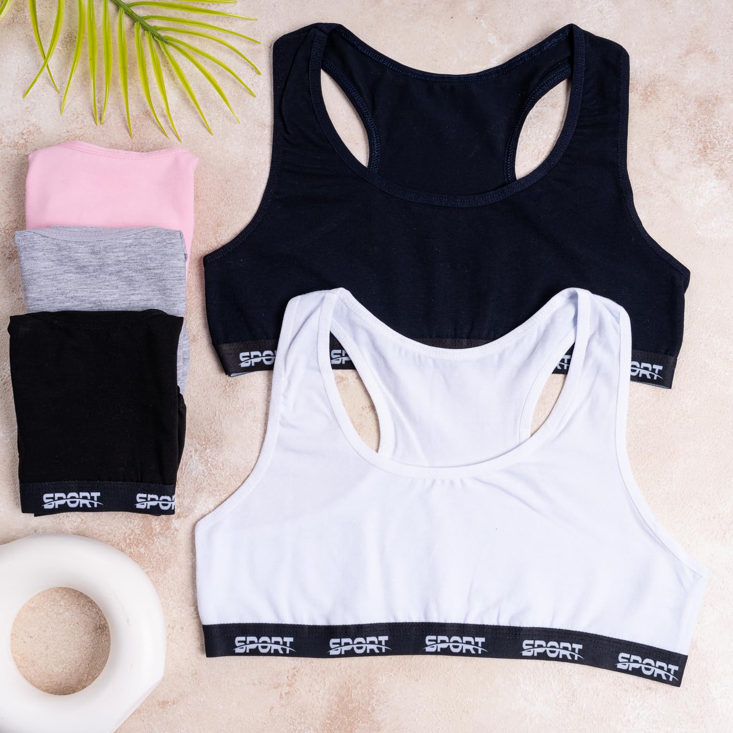 LOREZA ® 5 Sujetador Bustier para Niñas Ropa Interior Camiseta de Tirantes Algodón