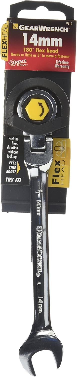 GEARWRENCH 14mm 12 Point Flex Head Ratcheting Combination Wrench - 9914D