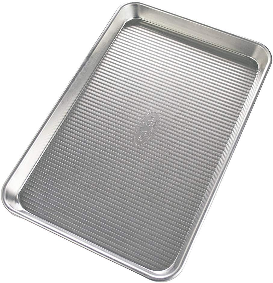 USA Pan Jelly Roll Pan, Heavy Duty Aluminized Steel, 14.1875 x 9.25, Corrugation Design May Vary