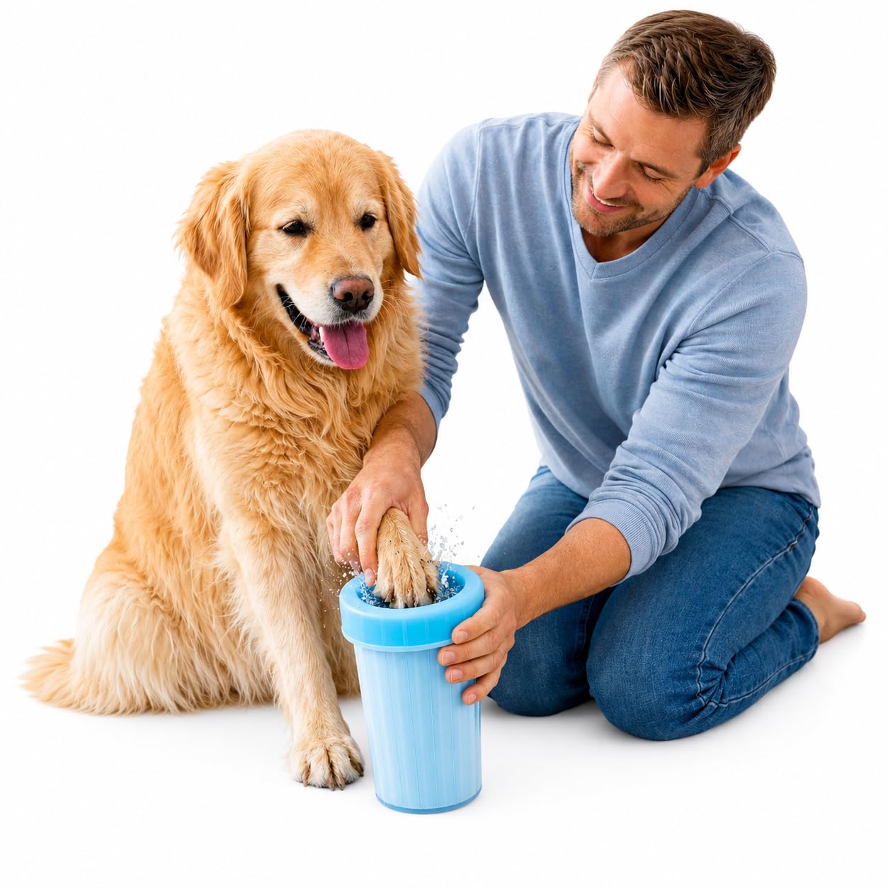 Dog Paw Cleaner Cup with Soft Silicone Bristles, Portable Mud Remover, Reusable Travel Paw Washer for Small, Medium and Large Dogs (Blue, 10 by 15cm), Easy Clean Pet Grooming Tool
