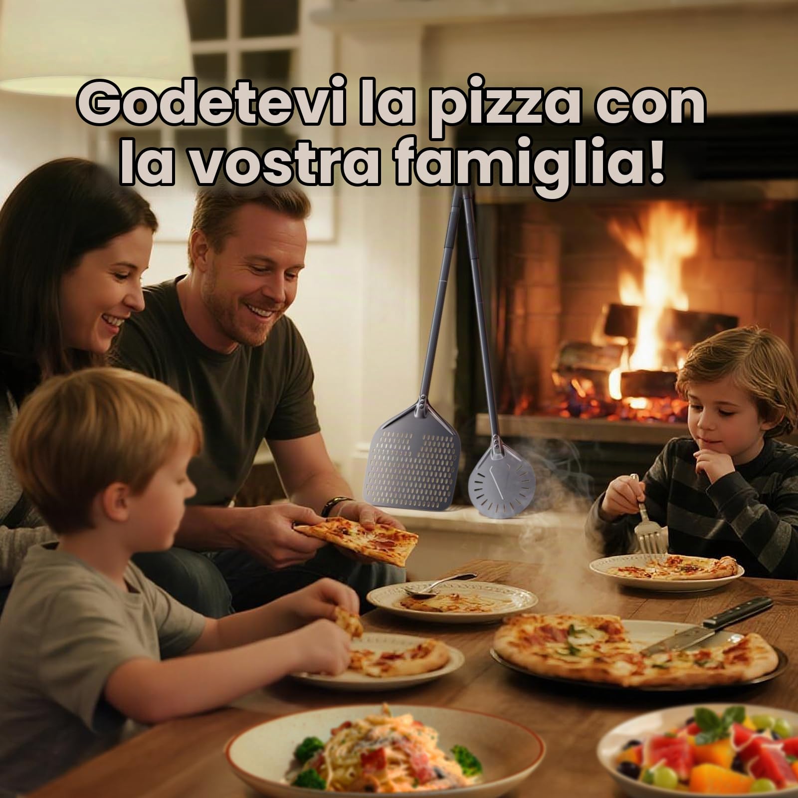 30CM & 23CM Pala per Pizza Forata Professionale in Alluminio Anodizzato Duro Pizza Paletta 120CM